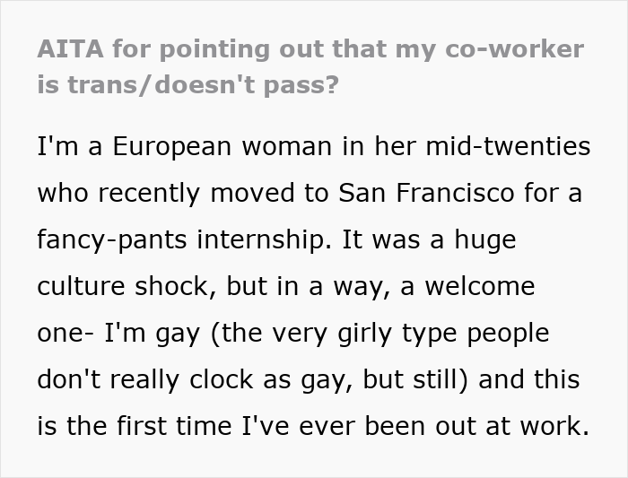 Trans Woman Mad At Coworker Who "Clocked" Her Identity, Which She Thought Was A Secret All Along