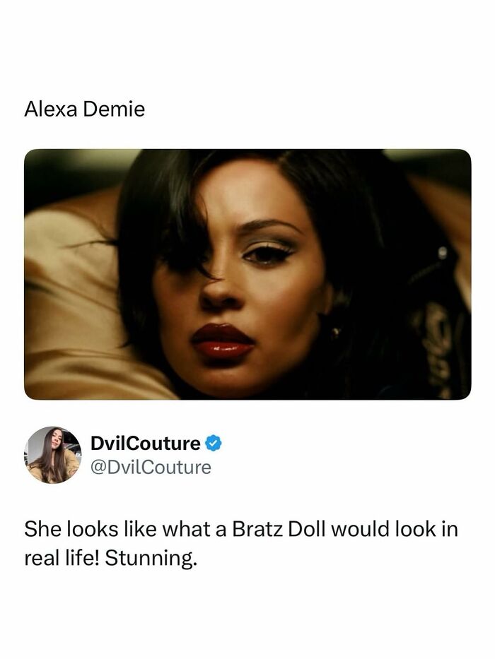 A close-up image of Alexa Demie looking at the camera, a pop culture post for instant good vibes.