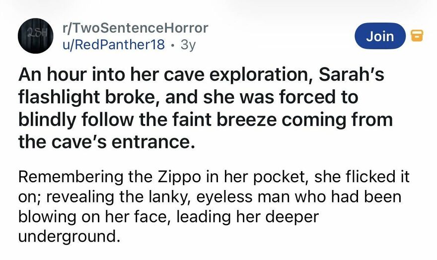 Short spine chilling story about cave exploration, broken flashlight, and eerie encounter