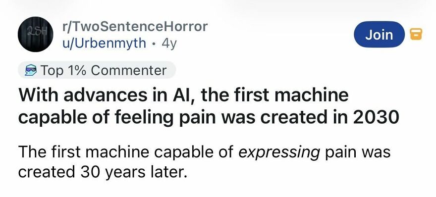 Short spine chilling story on AI advances creating machines that feel pain