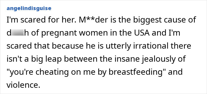 Comment expressing fear over man’s divorce threat and breastfeeding violence Comment expressing fear over man’s divorce threat and breastfeeding violence