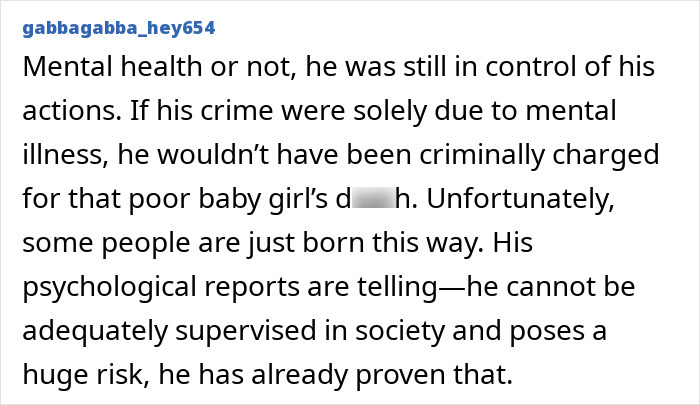 Comment discussing mental health and risk of Australia's youngest offender after dark crime