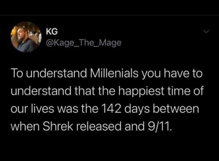 Explaining millennials' happiest time between Shrek release and 9/11