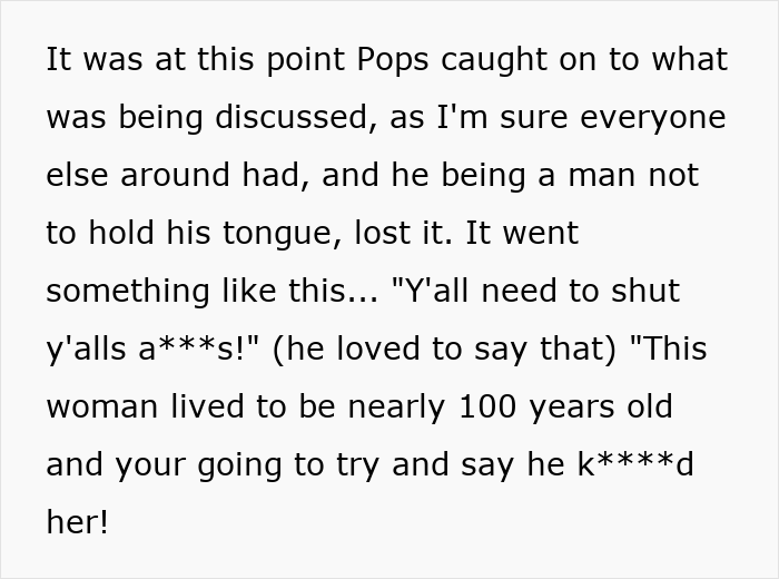 A relative gets publicly shamed at a grandma's funeral, with Pops reacting angrily to the discussion about money. A relative gets publicly shamed at a grandma's funeral, with Pops reacting angrily to the discussion about money.
