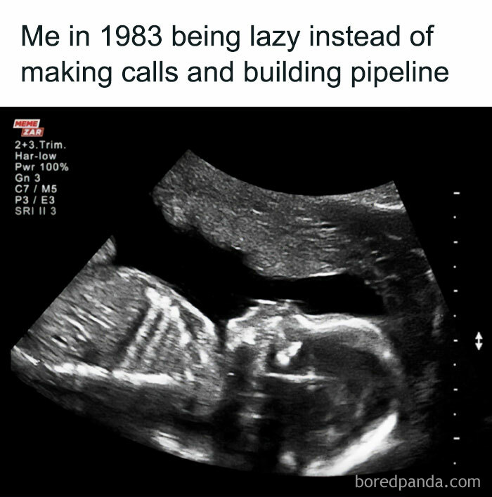 Ultrasound image representing lazy sales pipeline building meme from 1983