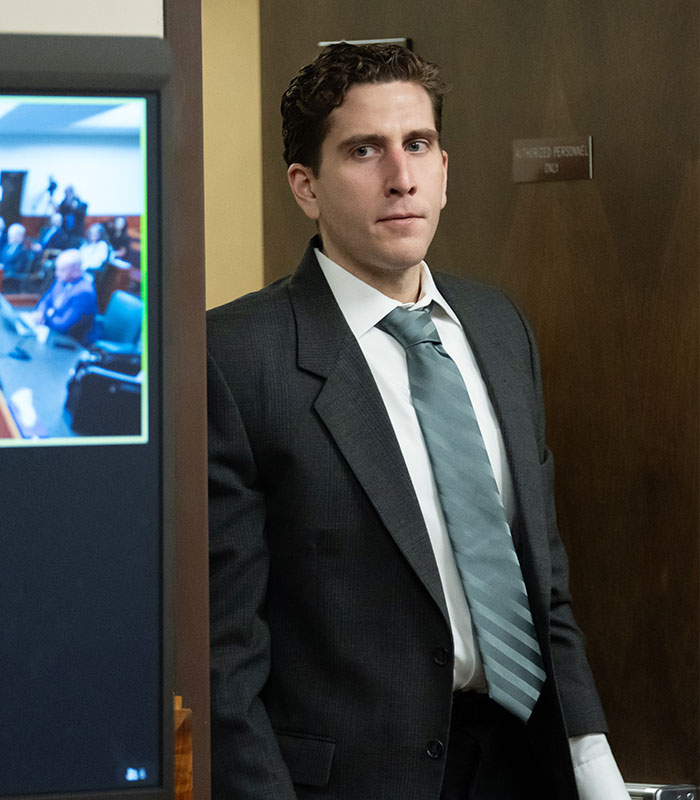 Man in suit inside courtroom for Bryan Kohberger case