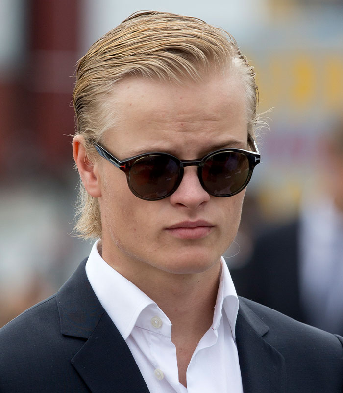 Son of Norway's future queen wearing sunglasses at event