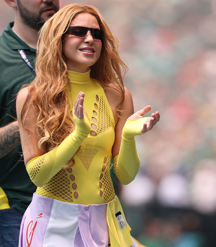 Shakira in yellow outfit and sunglasses at World Cup 2026 opening event