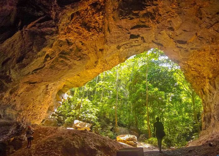 Cave opening with forest view in Brazil hiking accident area Cave opening with forest view in Brazil hiking accident area