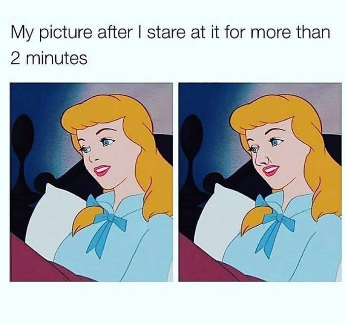 Cinderella's face changing after staring at a picture for over two minutes