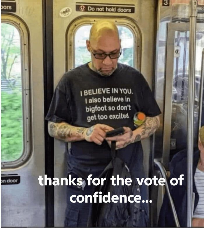 A blursed meme featuring a man on a subway in a funny t-shirt, adding to the blursed humor.