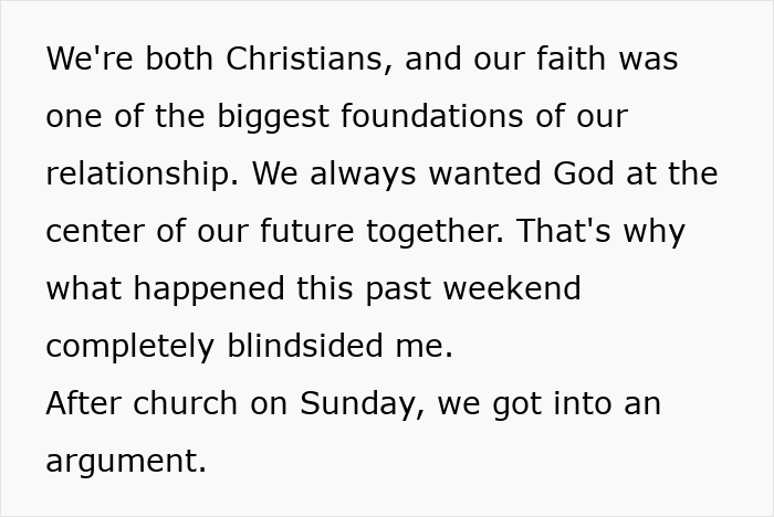 Text post describing shared Christian faith and a recent argument Text post describing shared Christian faith and a recent argument