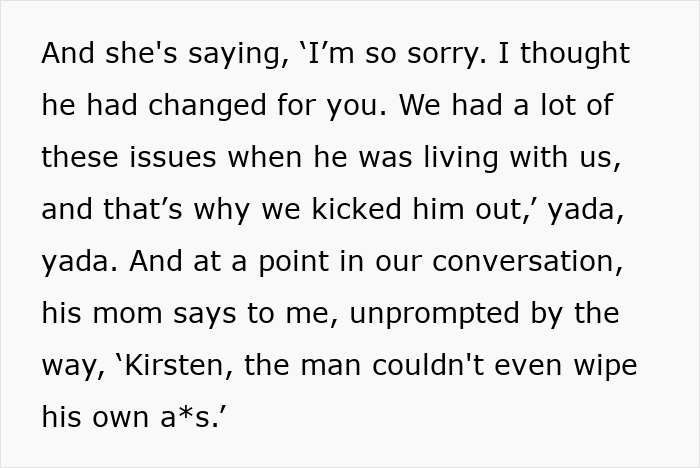 Boyfriend's mom reveals he couldn't wipe himself, confirming hygiene issues Boyfriend's mom reveals he couldn't wipe himself, confirming hygiene issues