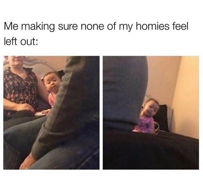 Baby checking to make sure no homies feel left out in random memes collection