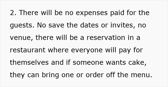 Text stating wedding guests pay their own expenses at restaurant reservation Text stating wedding guests pay their own expenses at restaurant reservation