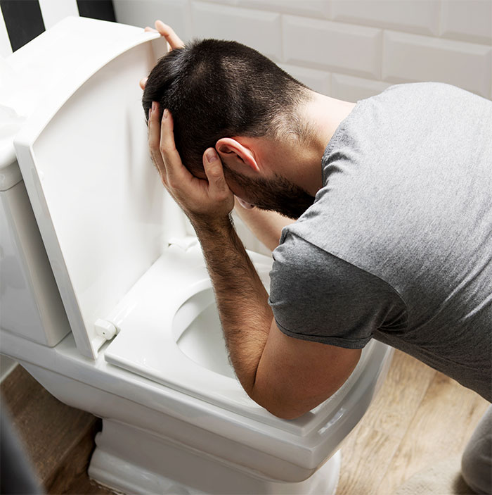 Man gets violently sick, hunched over a toilet, after MIL&rsquo;s birthday dinner.