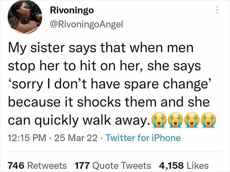 Feminist post about deflecting unwanted male attention and walking away quickly