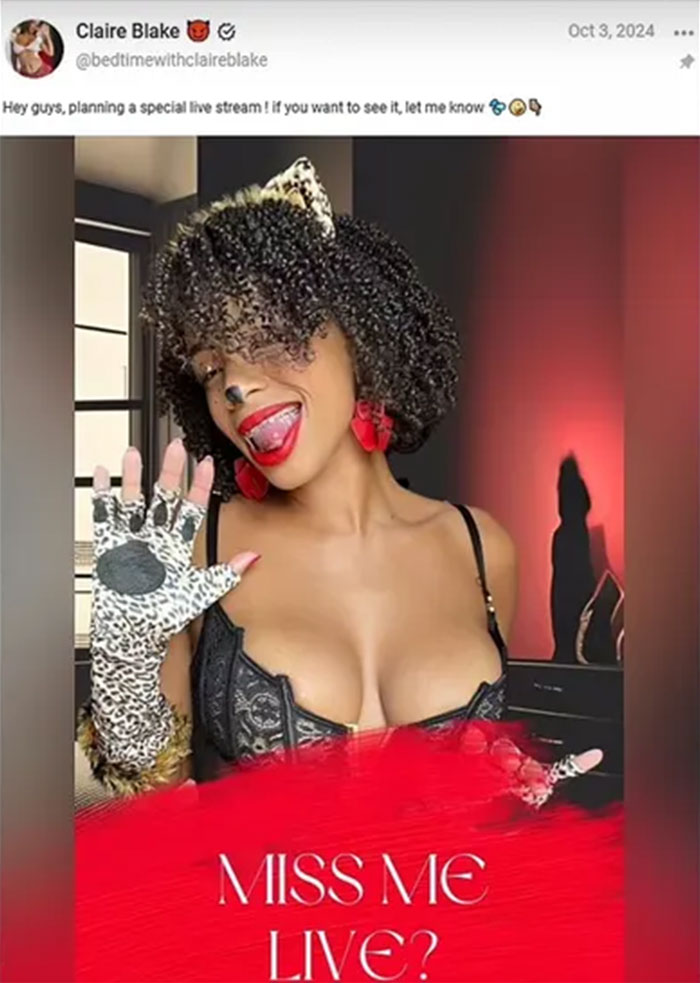 California housewife promoting a live stream in playful cat costume California housewife promoting a live stream in playful cat costume
