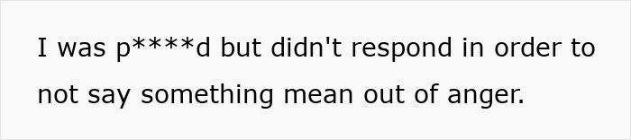 Text about silent reaction to anger in bride's friend story