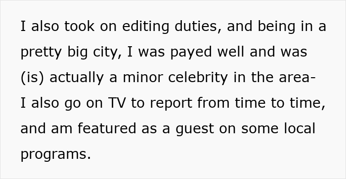 Text excerpt about editing duties and local TV appearances Text excerpt about editing duties and local TV appearances