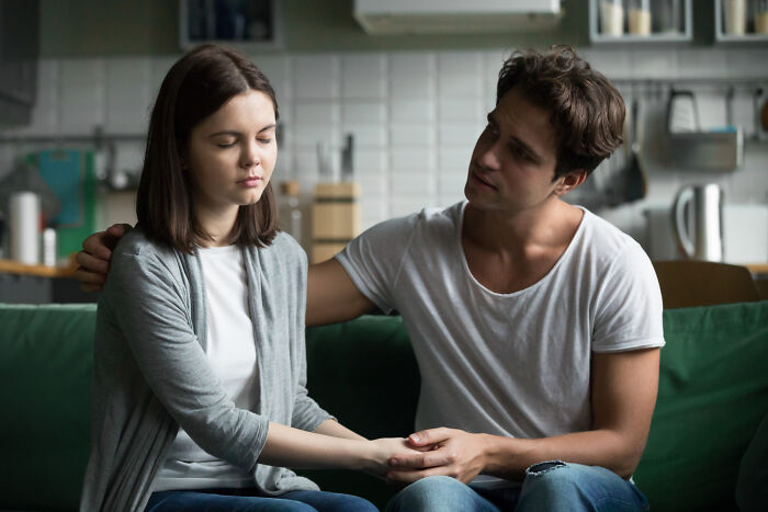 Couple having serious talk about unhinged excuses to dump significant other