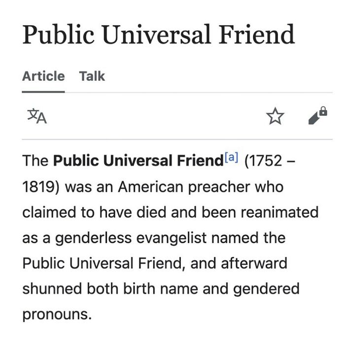 Public Universal Friend genderless evangelist Wikipedia article excerpt