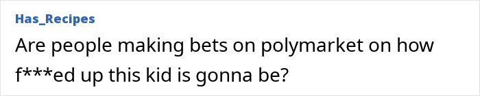 Screenshot of online comment about betting on child's future behavior