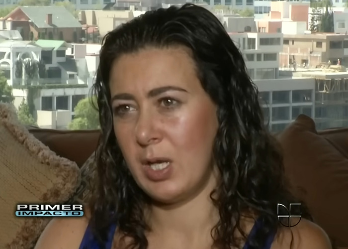 Emotional woman interviewed on news about missing girl case