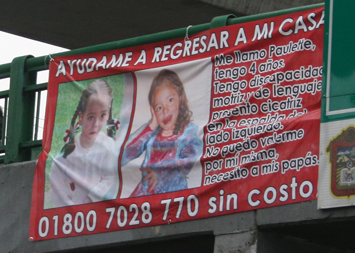 Missing 4-year-old girl's poster with photos and contact number seeking return home
