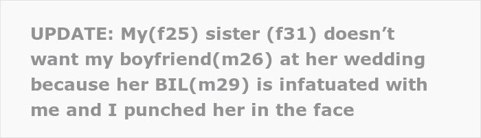 Update about sister's wedding and boyfriend due to brother-in-law Update about sister's wedding and boyfriend due to brother-in-law