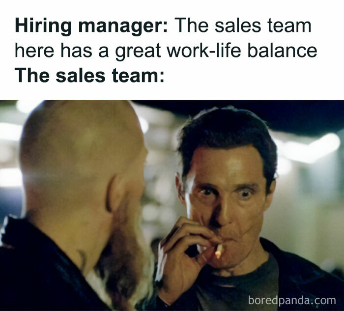 Sales team reacts to hiring manager's claim about work-life balance