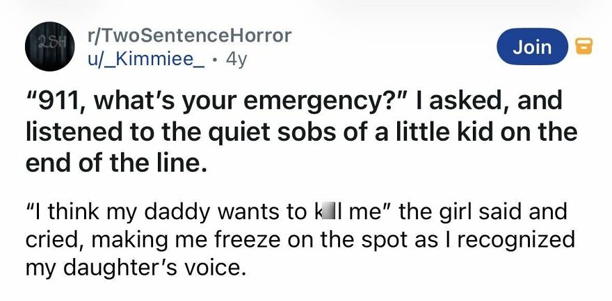 Short spine-chilling story from Reddit about a fearful 911 call and a daughter's voice