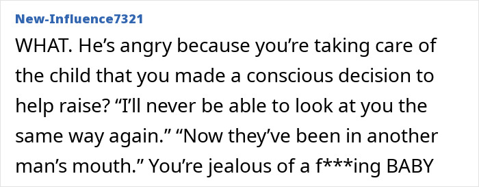 Screenshot of online comment criticizing divorce threat over breastfeeding Screenshot of online comment criticizing divorce threat over breastfeeding
