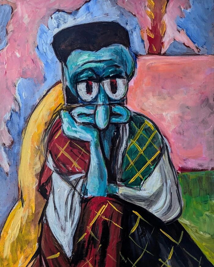 Artist Reimagines Squidward As The Star Of Classical Paintings (32 Pics)