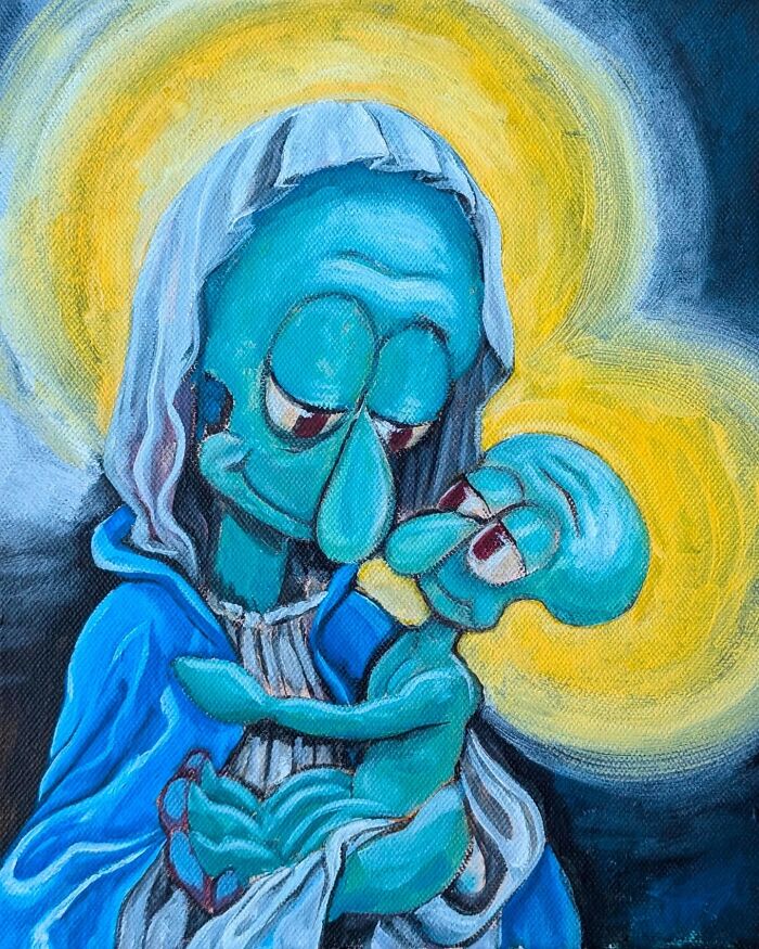 Artist Reimagines Squidward As The Star Of Classical Paintings (32 Pics)