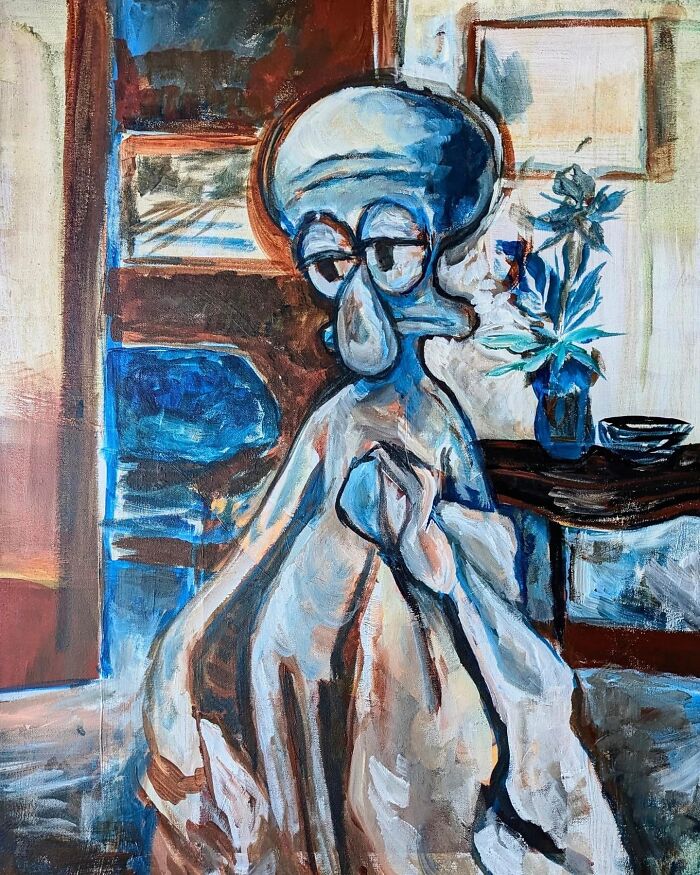 Artist Reimagines Squidward As The Star Of Classical Paintings (32 Pics)