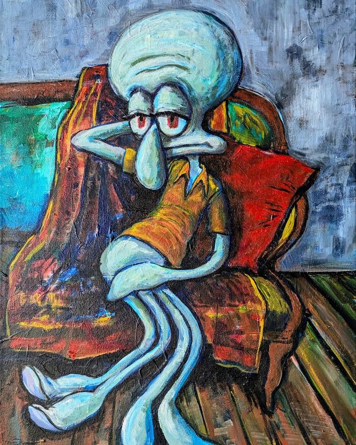 Artist Reimagines Squidward As The Star Of Classical Paintings (32 Pics)