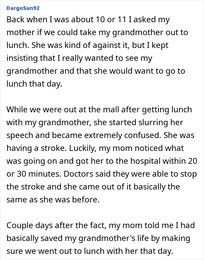Real-life stories of gut feelings: A child insists on lunch, leading to their grandmother's life-saving stroke intervention.