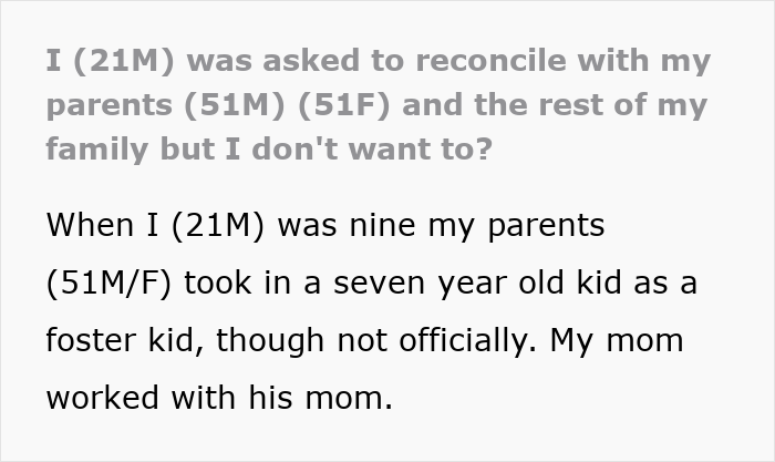 Guy Spends Childhood Playing Second Fiddle To Adopted Bro, Cuts Fam Off, They Want Reconciliation Guy Spends Childhood Playing Second Fiddle To Adopted Bro, Cuts Fam Off, They Want Reconciliation