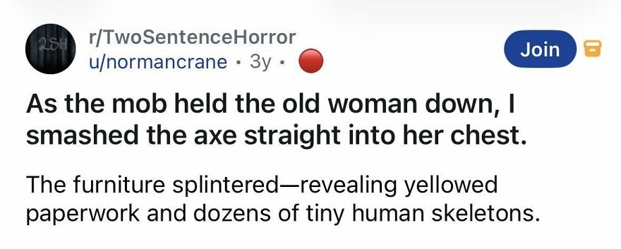 Short spine-chilling story about an ax attack revealing hidden human skeletons