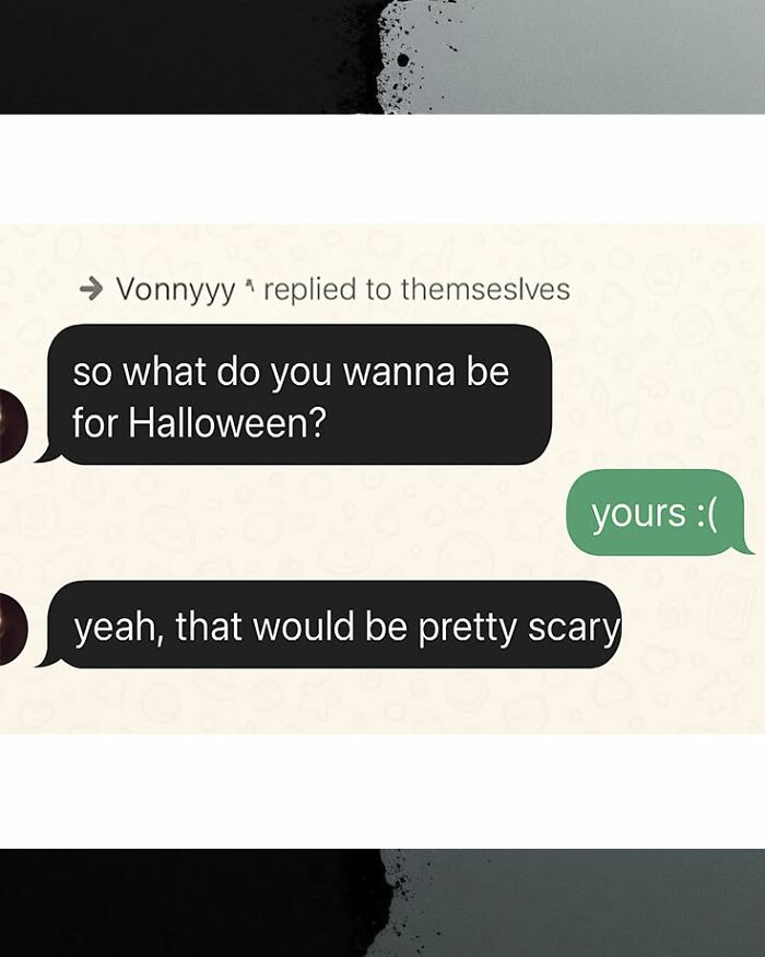 A screenshot of funny comments on a chat about Halloween costumes, showing humorous interaction.