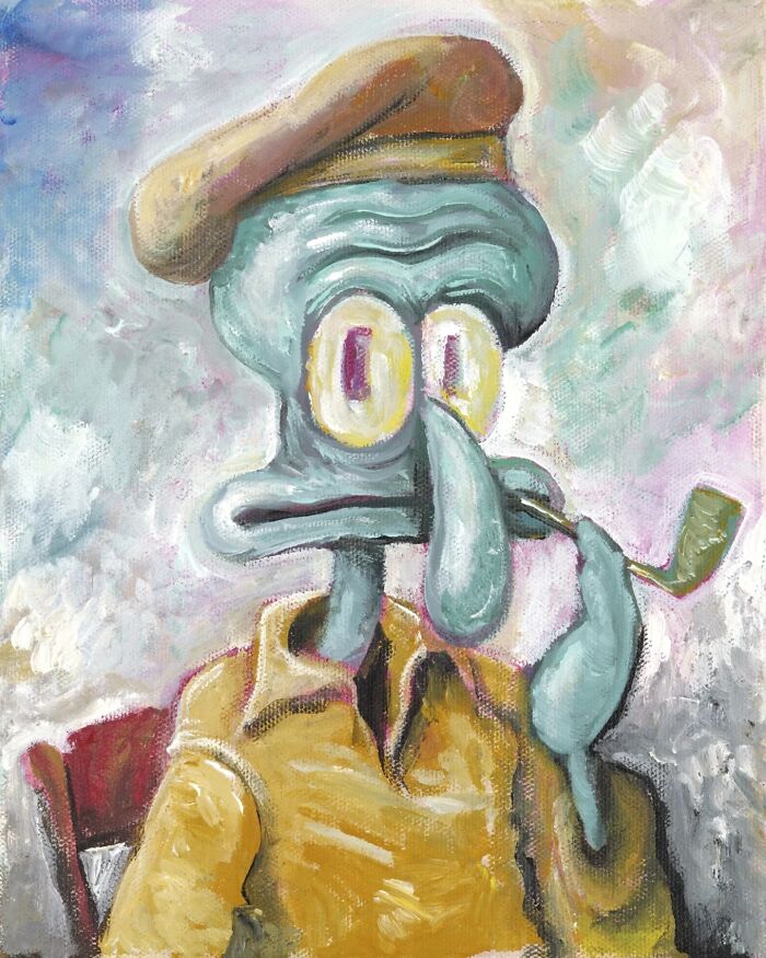 Artist Reimagines Squidward As The Star Of Classical Paintings (32 Pics)
