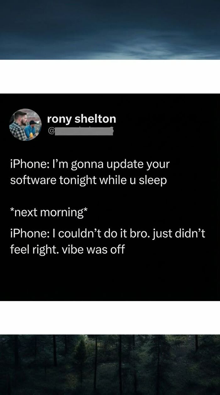 A funny comment about an iPhone's software update.