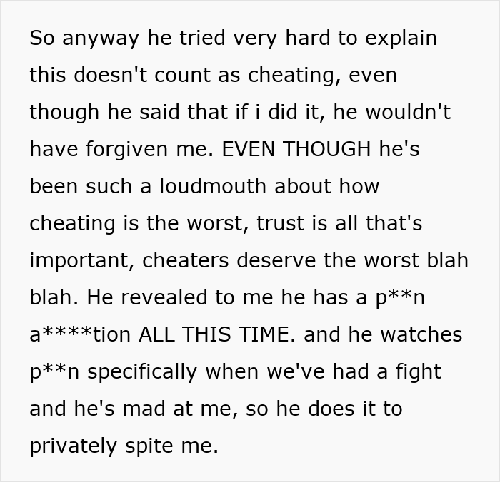 Text explaining husband's private phone revealing generated photos behavior during fights