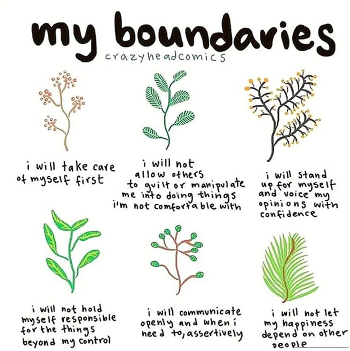 Illustration of personal boundaries with affirmations about self-care and confidence Illustration of personal boundaries with affirmations about self-care and confidence