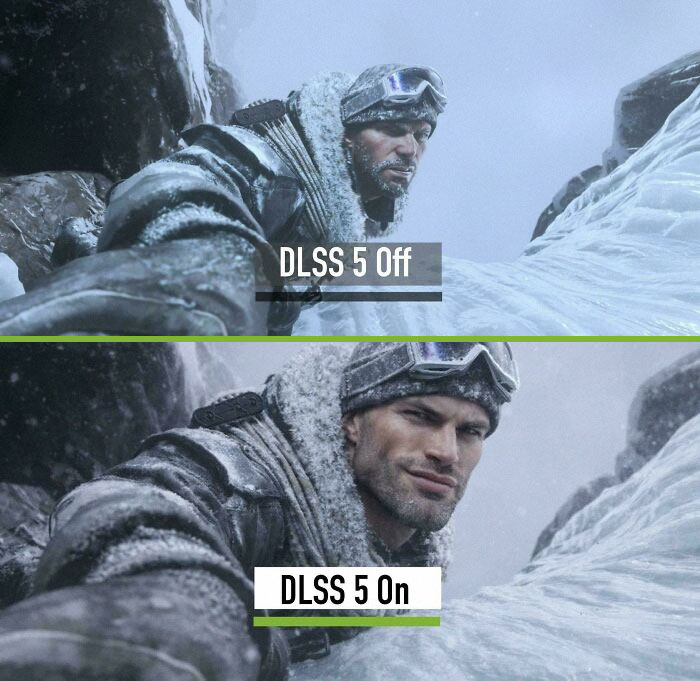 Comparison of DLSS 5 off and on showing improved game graphics
