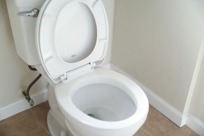 Clean white toilet with open lid in a bathroom setting