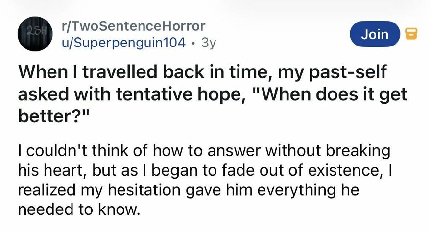 Short spine-chilling story about time travel and a heartbreaking revelation