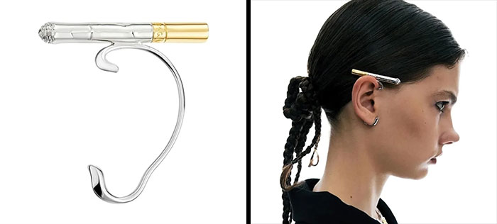 Stylish silver and gold cigarette ear cuff jewelry design
