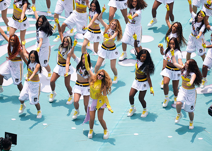 Shakira performing with dancers at World Cup 2026 opening show